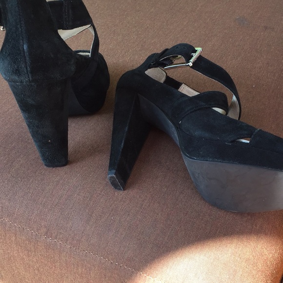 Black Suede Heel with Strap Detail - Picture 4 of 4